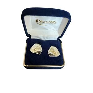 Montana Silversmiths Silver Gold & Black Sunburst Stud Earrings Western Cowgirl